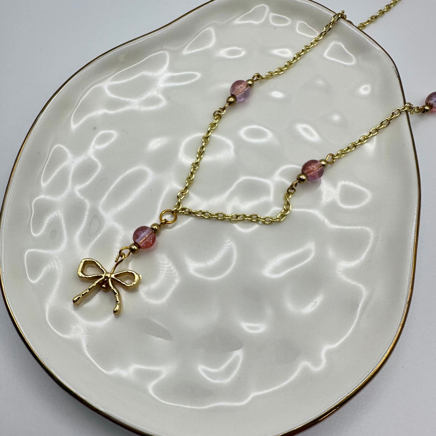 π Golden Bow & Blush Necklace