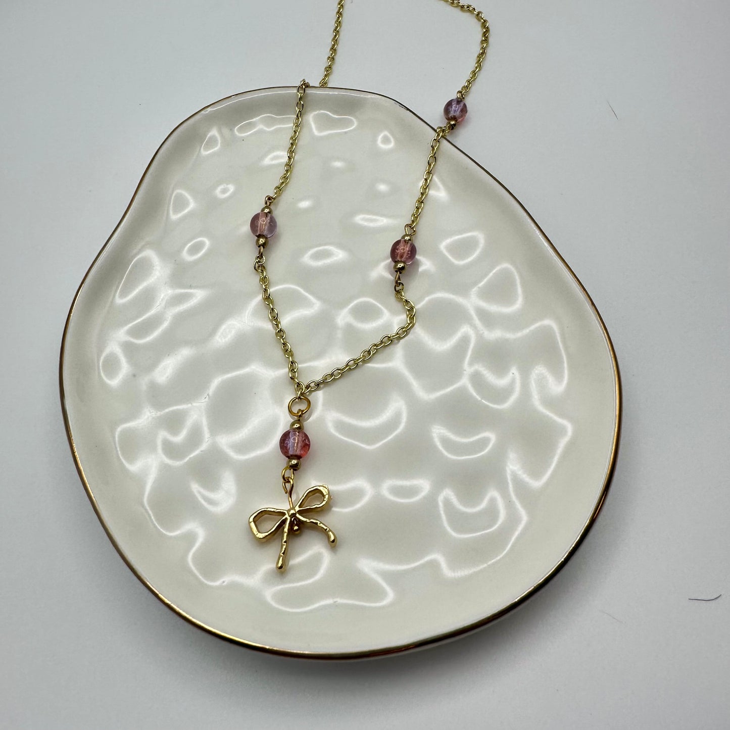 π Golden Bow & Blush Necklace