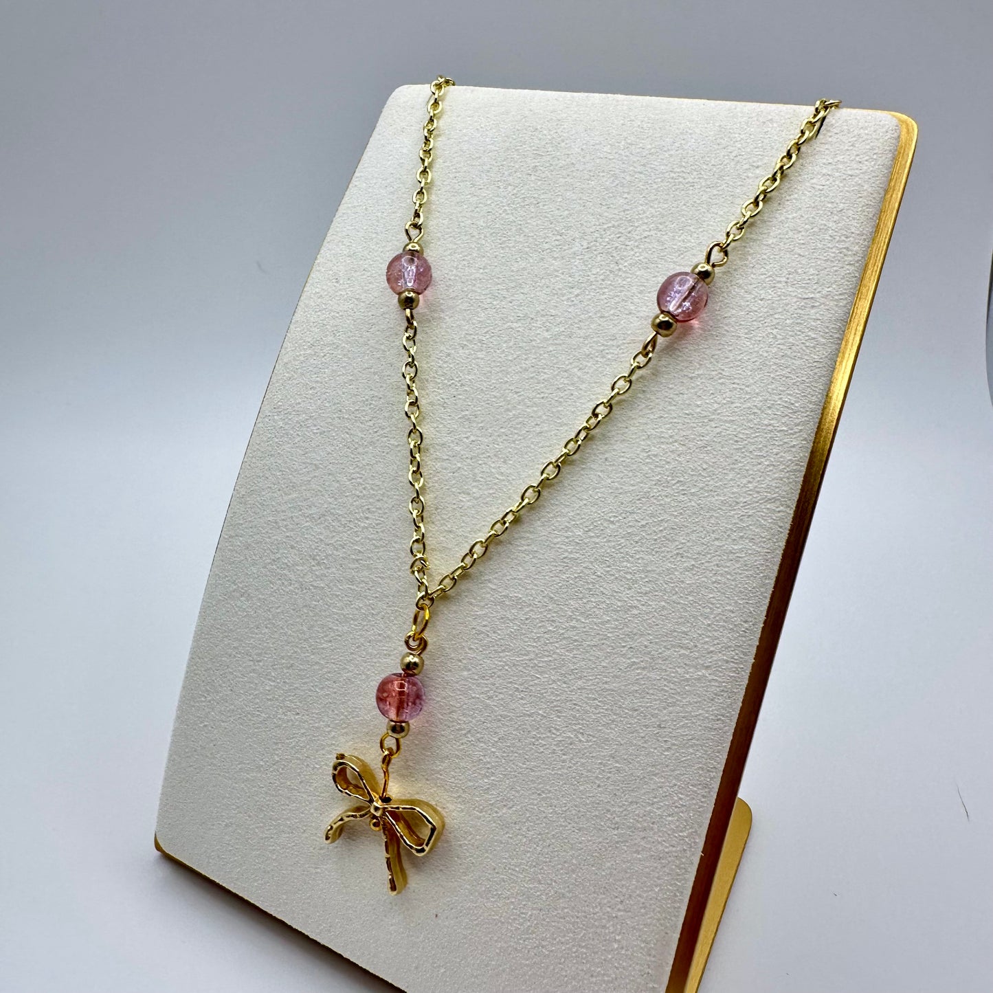 π Golden Bow & Blush Necklace