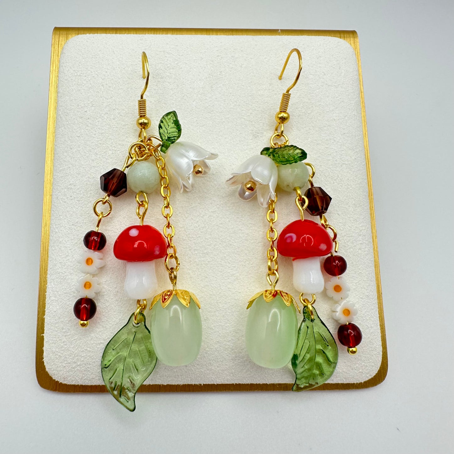 🍄 Moss & Mushroom Dangle Earrings
