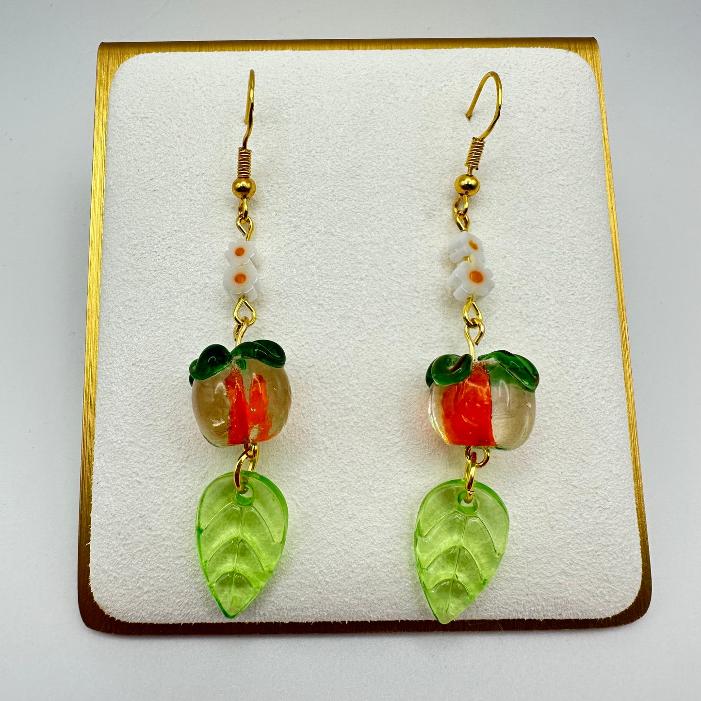 🍑 Peachy Keen Persimmon Drop Earrings