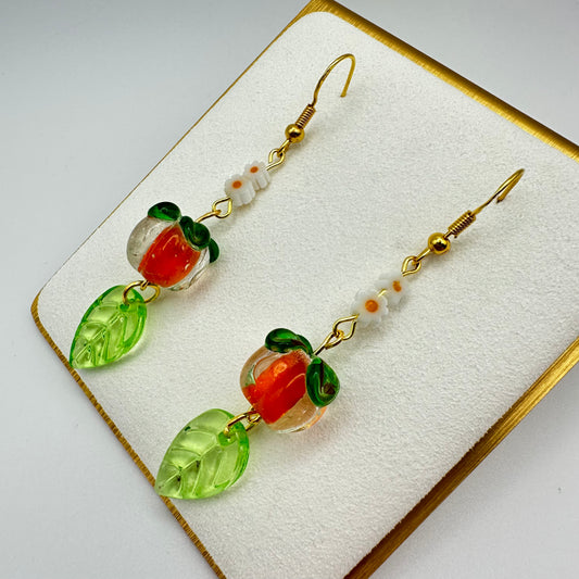 🍑 Peachy Keen Persimmon Drop Earrings