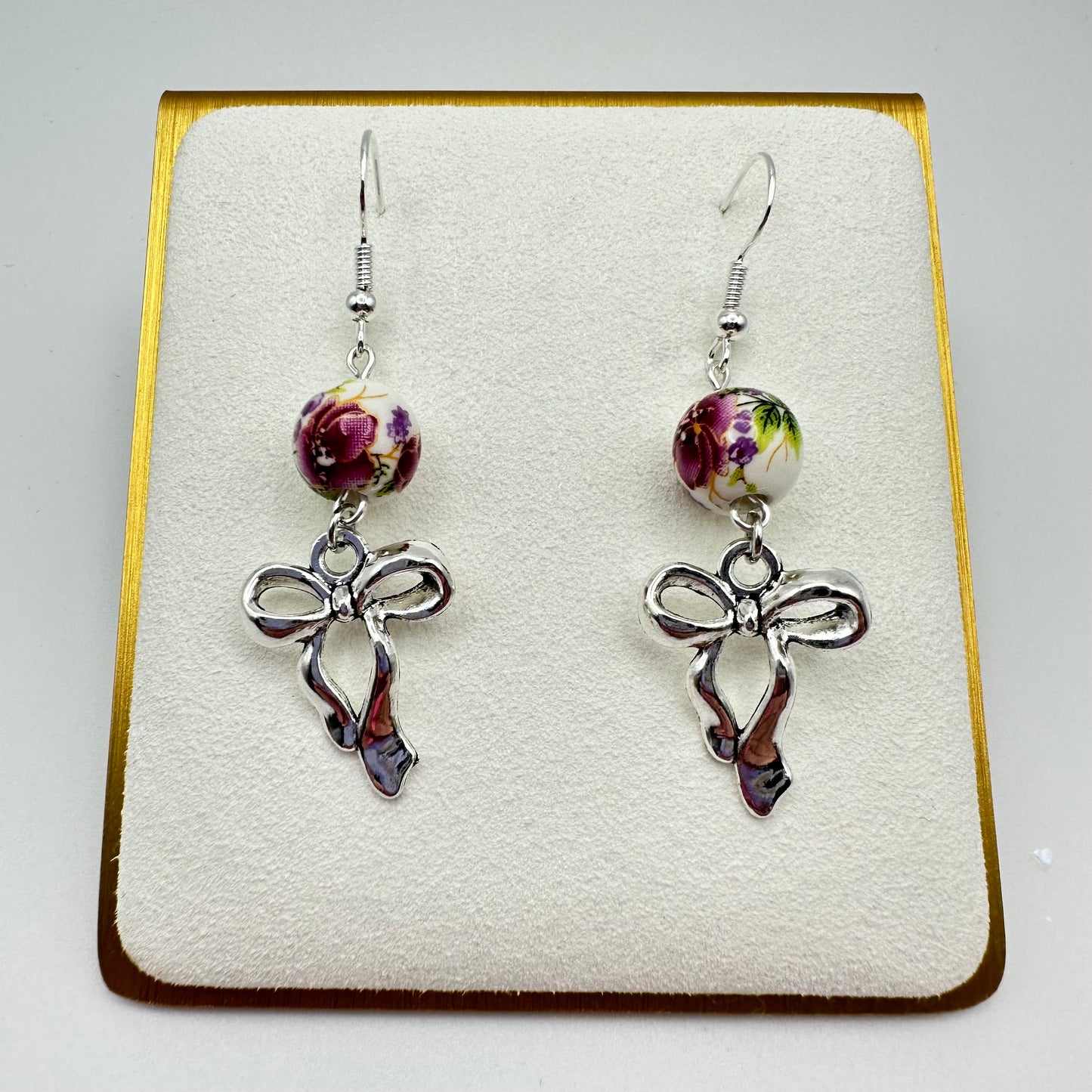 🎀 Garden Waltz Ceramic Bow Earrings