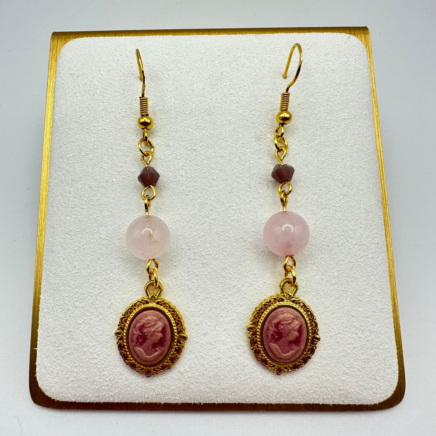 🌹 Blush Cameo Drop Earrings