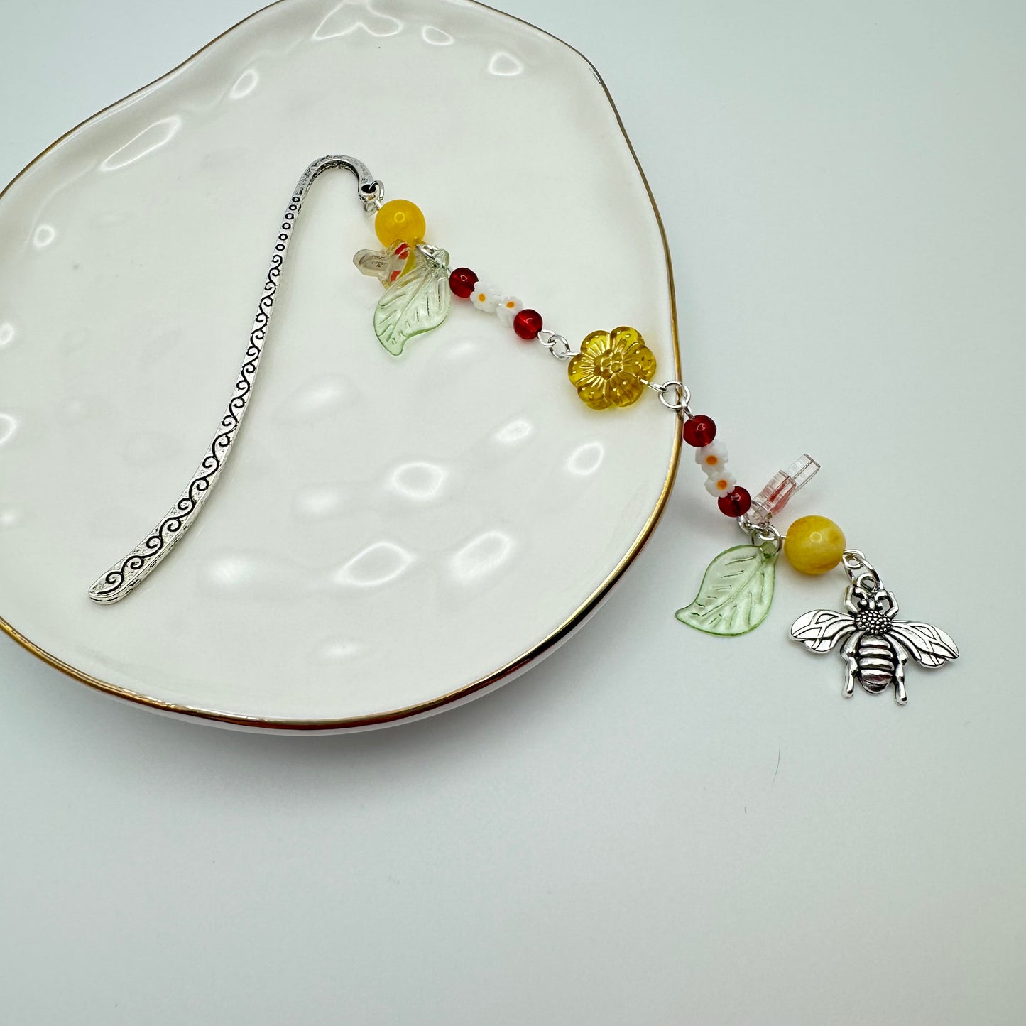 π Golden Nectar Bloom Beaded Bookmark