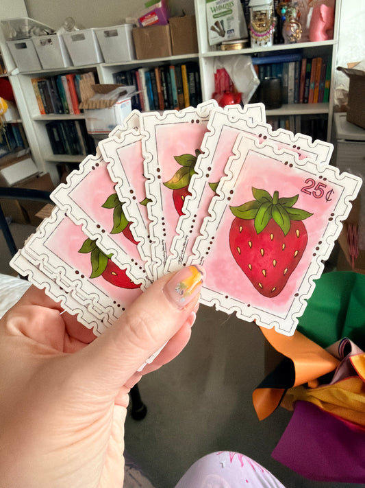Strawberry Post Stamp Sticker