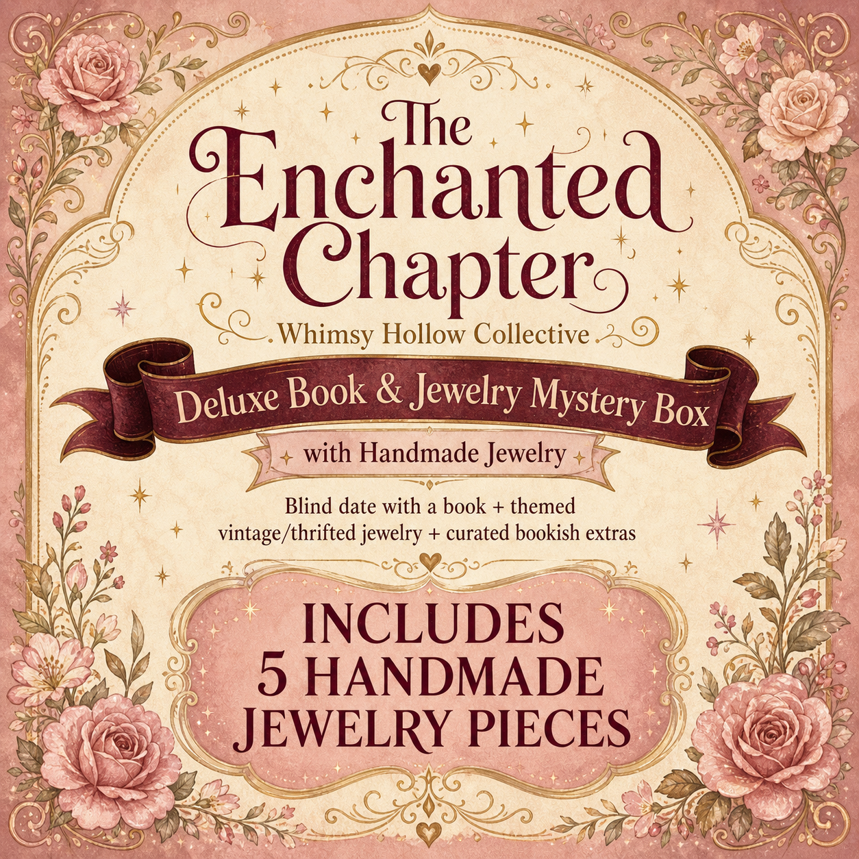 The Enchanted Chapter | Deluxe Book & Jewelry Mystery Box with Handmade Jewelry