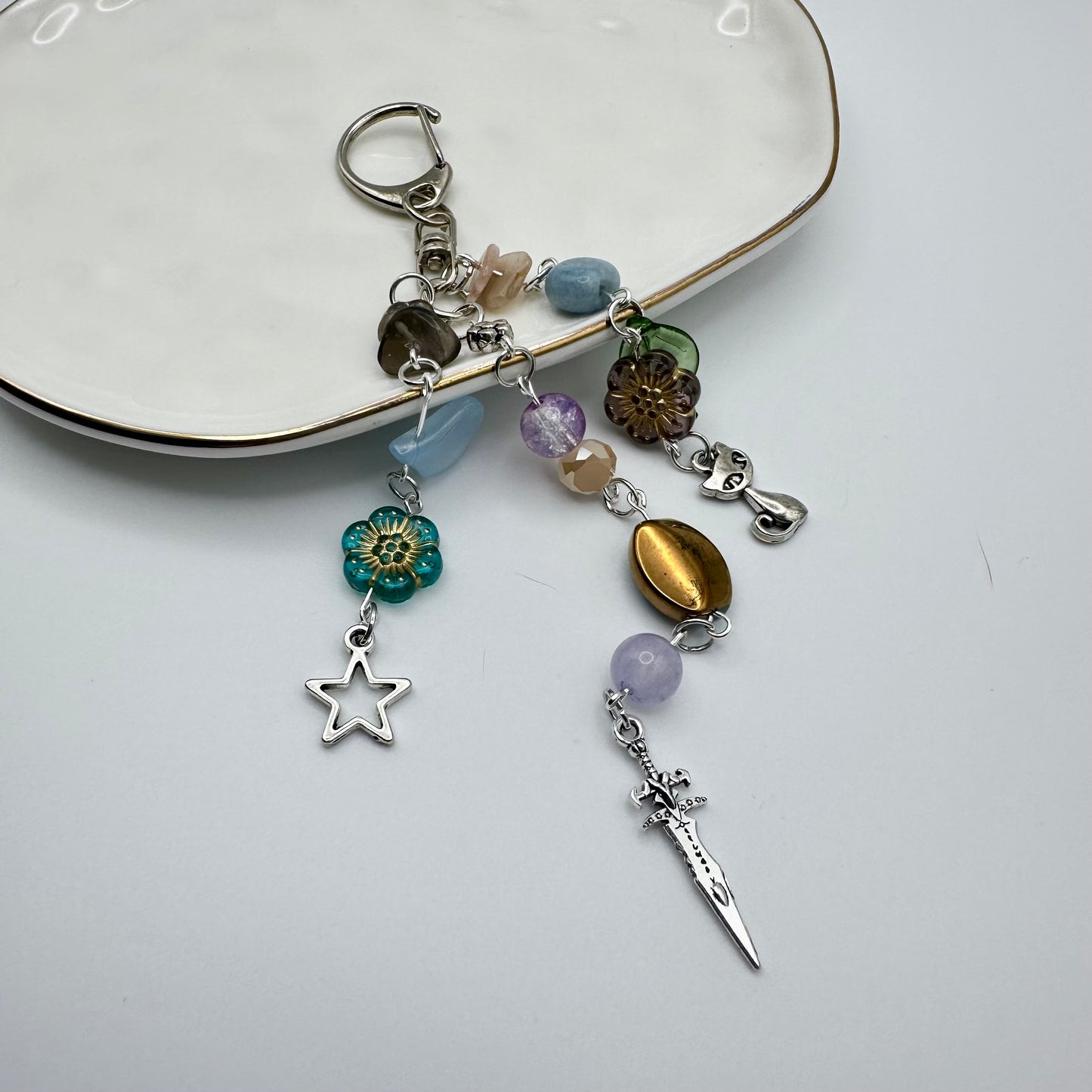 🌙 Moonpetal Dagger Bag Charm