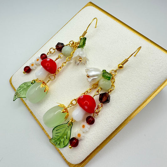🍄 Moss & Mushroom Dangle Earrings