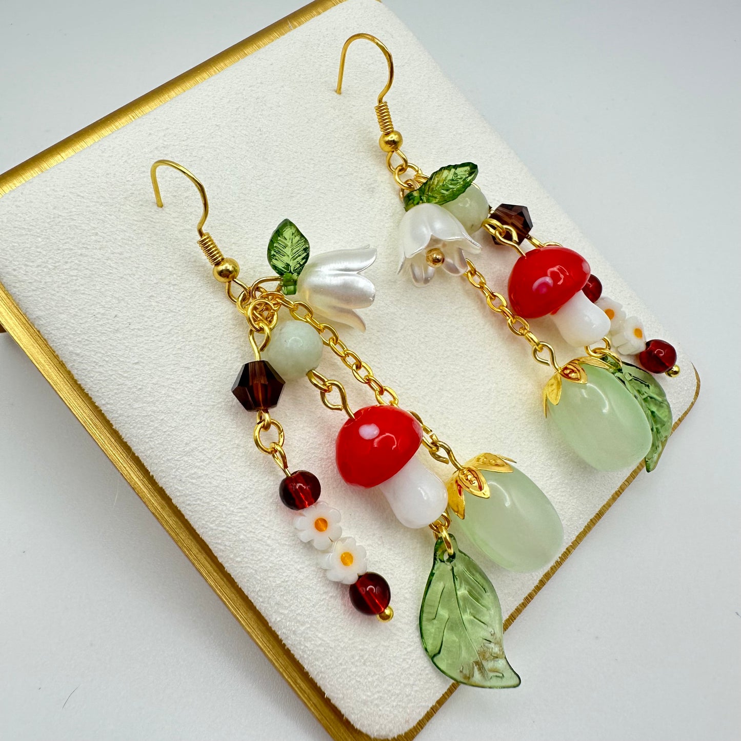 🍄 Moss & Mushroom Dangle Earrings