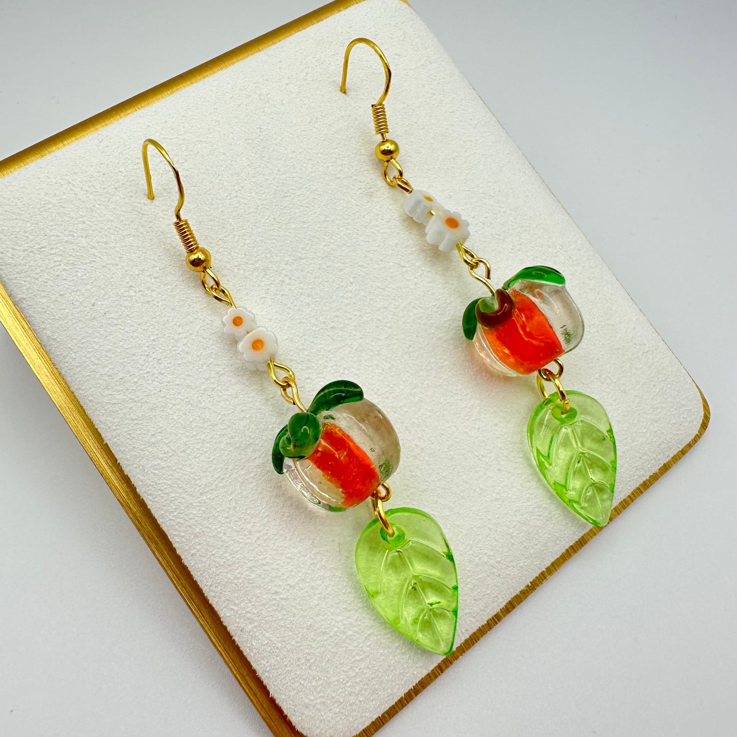 🍑 Peachy Keen Persimmon Drop Earrings