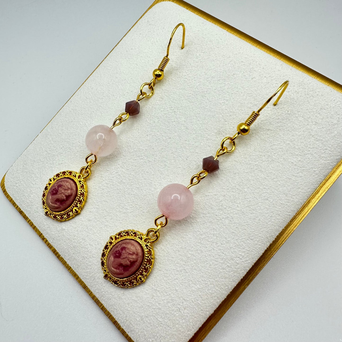 🌹 Blush Cameo Drop Earrings