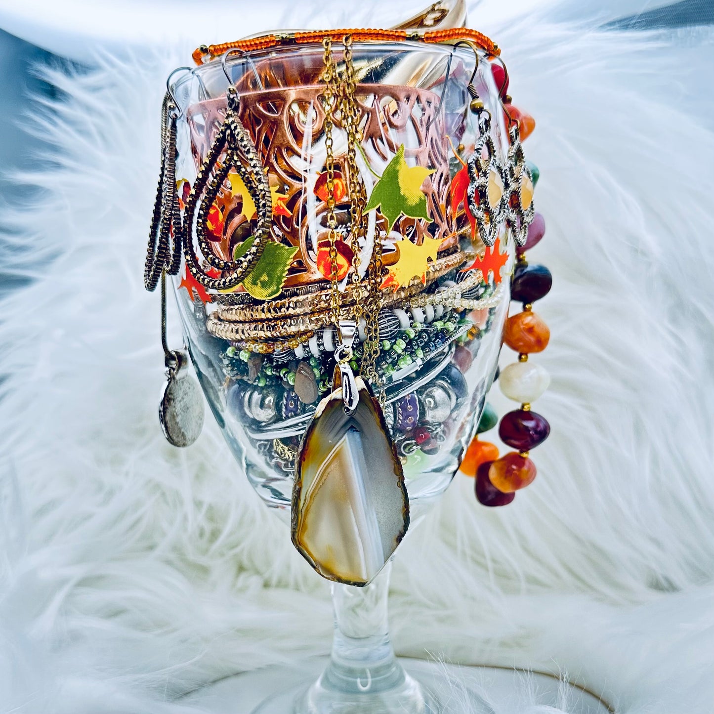 Amber Harvest Glow Mystery Jewelry Jar – Autumn Harvest Theme