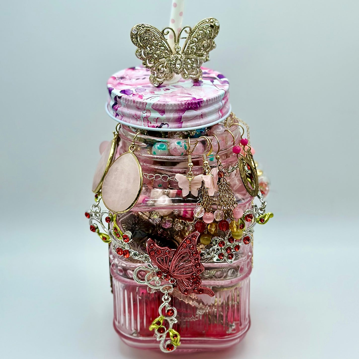 🌸 The Court of the Fae Collection: Rose Quartz Fairy Garden Mystery Jewelry Jar (aka The Ashley Jar)